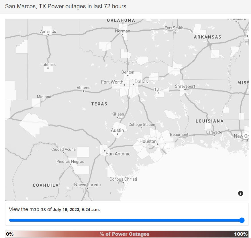 Checking the San Marcos Power Outage Map Update, Today