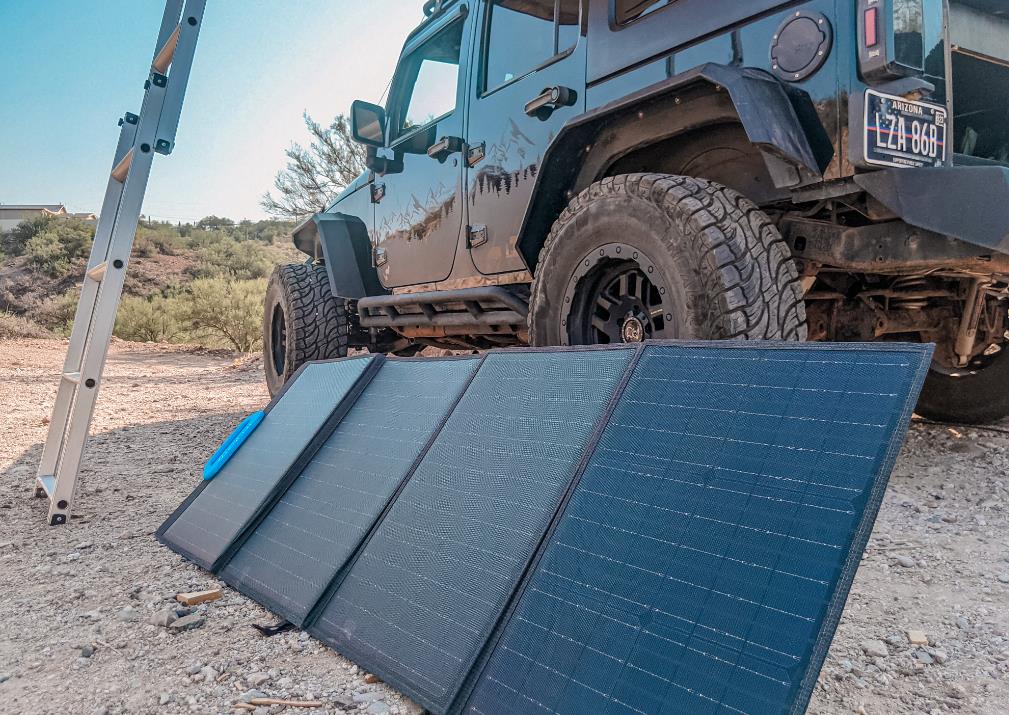 portable solar panel set up