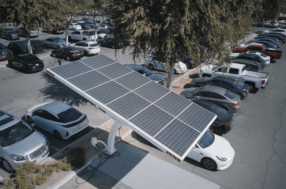 solar panels charging a car